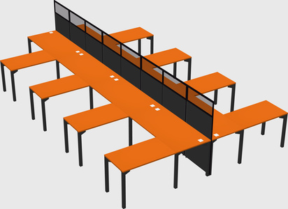 Shared l-shape cubicle
