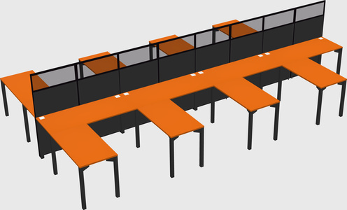 Shared l-shape cubicle