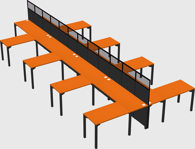 Shared l-shape cubicle