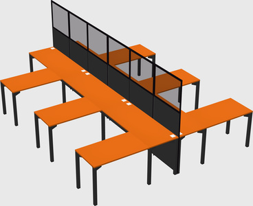 Shared l-shape cubicle