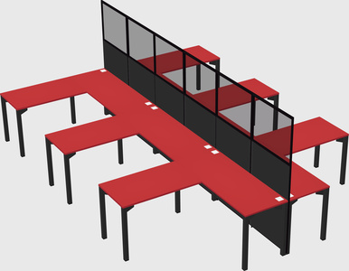 Shared l-shape cubicle