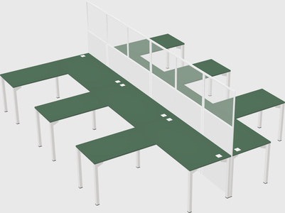 Shared l-shape cubicle