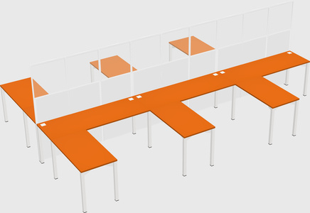 Shared l-shape cubicle