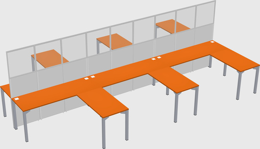 Shared l-shape cubicle