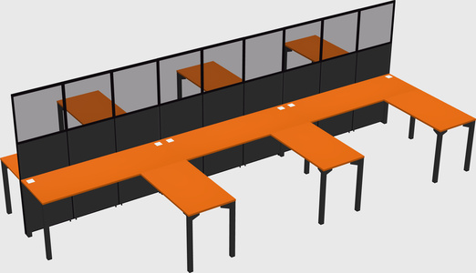 Shared l-shape cubicle