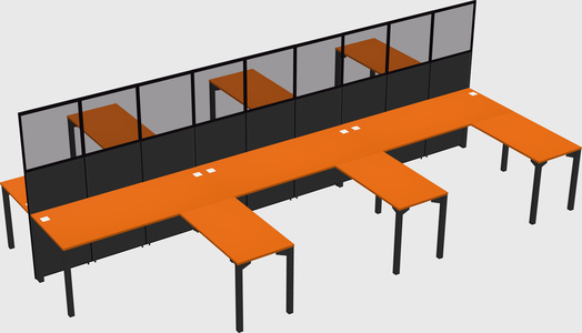 Shared l-shape cubicle