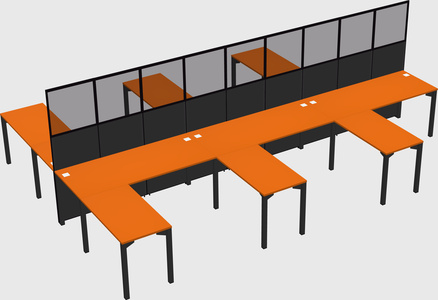 Shared l-shape cubicle