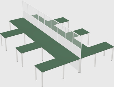 Shared l-shape cubicle