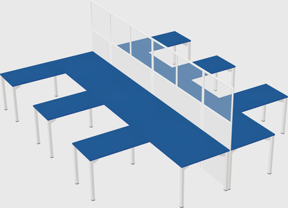 Shared l-shape cubicle
