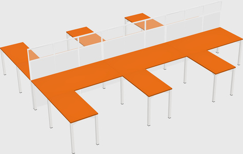 Shared l-shape cubicle