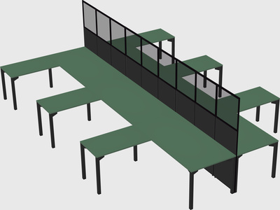 Shared l-shape cubicle