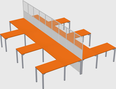 Shared l-shape cubicle