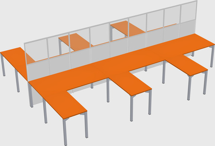 Shared l-shape cubicle