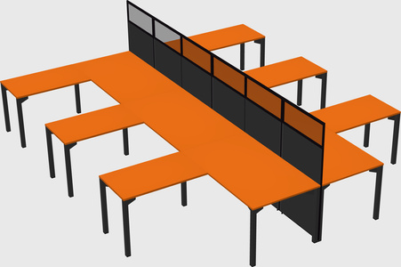 Shared l-shape cubicle