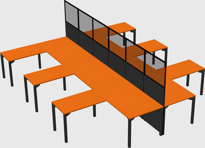Shared l-shape cubicle
