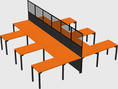 Shared l-shape cubicle