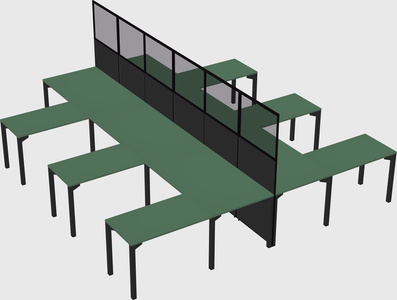 Shared l-shape cubicle