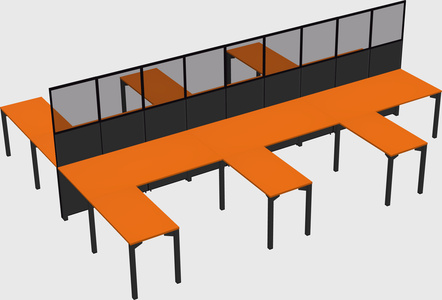 Shared l-shape cubicle
