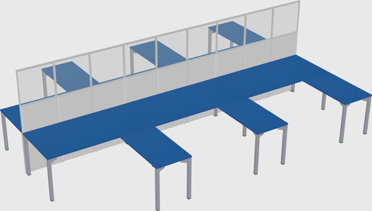Shared l-shape cubicle