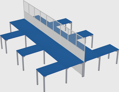 Shared l-shape cubicle