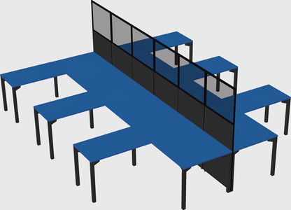 Shared l-shape cubicle