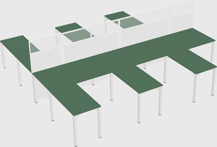 Shared l-shape cubicle
