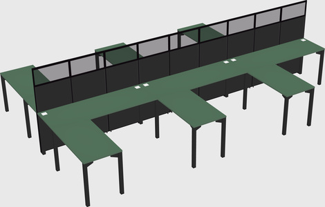 Shared l-shape cubicle