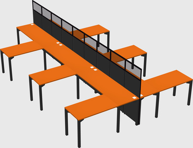 Shared l-shape cubicle