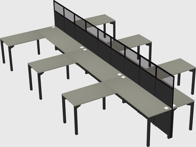 Shared l-shape cubicle