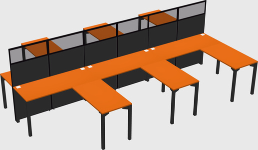 Shared l-shape cubicle