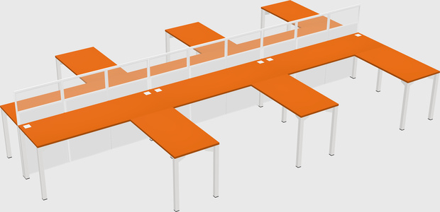 Shared l-shape cubicle