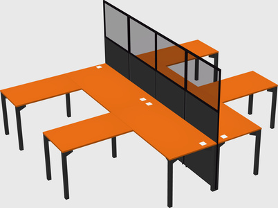 Shared l-shape cubicle