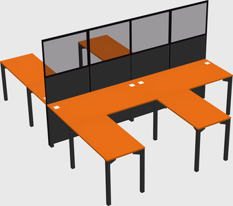 Shared l-shape cubicle