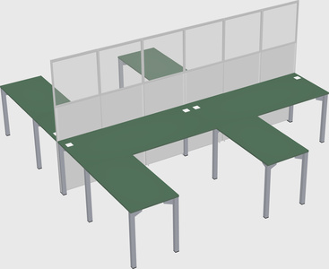 Shared l-shape cubicle