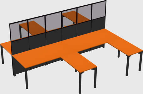 Shared l-shape cubicle