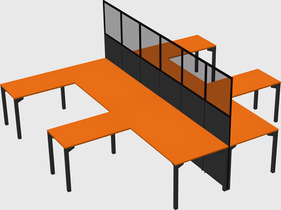 Shared l-shape cubicle