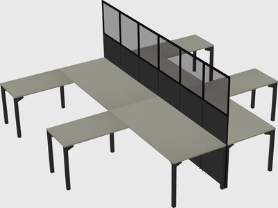 Shared l-shape cubicle