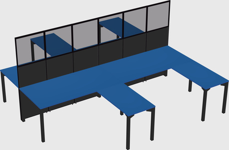 Shared l-shape cubicle