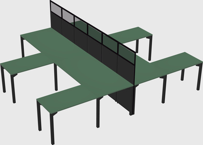 Shared l-shape cubicle