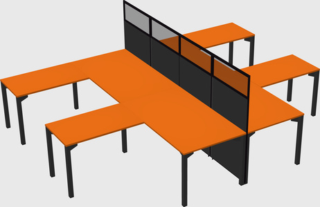 Shared l-shape cubicle