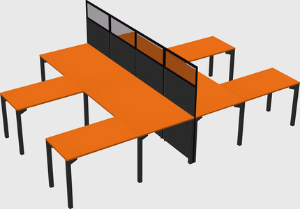 Shared l-shape cubicle