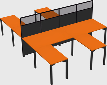 Shared l-shape cubicle
