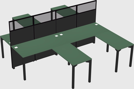 Shared l-shape cubicle