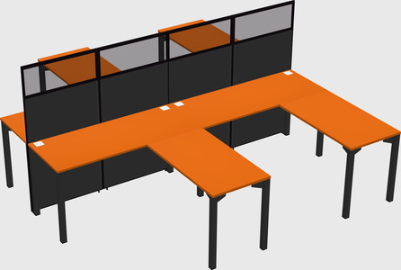 Shared l-shape cubicle