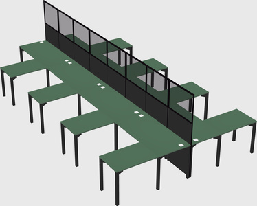 Shared l-shape cubicle