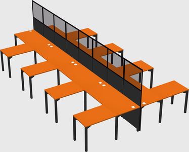 Shared l-shape cubicle