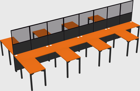 Shared l-shape cubicle