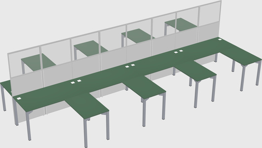 Shared l-shape cubicle