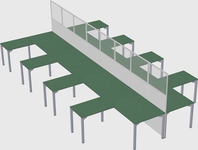 Shared l-shape cubicle