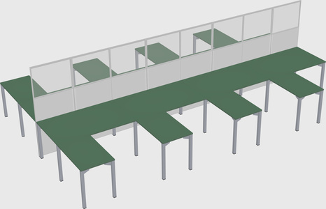 Shared l-shape cubicle